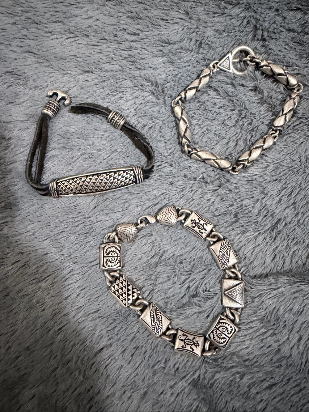 Guess by Marciano Silver-Tone Tribal Link & Braided Bracelets Set